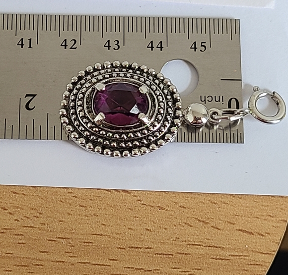 Vintage Sarah Coventry Silver Tone Ethnic Boho Purple Glass Oval Pendant Charm - Picture 15 of 16